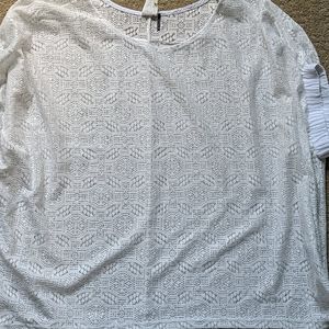 Anthropologie patterned blouse mesh top sz xs/s